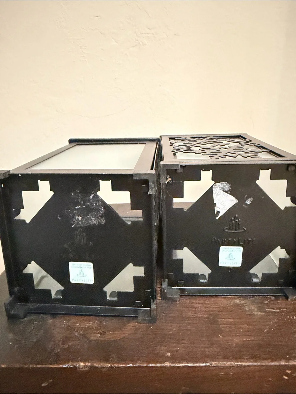 PartyLite Large Change-O-Luminary Lantern Tealight Winter Designs 2 Pcs